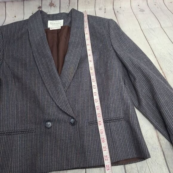 Vintage Striped Blue Wool Tailored Blazer ILGWU Made in USA - Picture 12 of 15